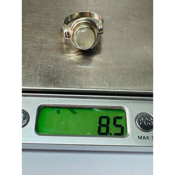 Vintage Estate Sterling Silver 925 Moonstone Ring Size 8.5 NB India 8.5g - Picture 11 of 11